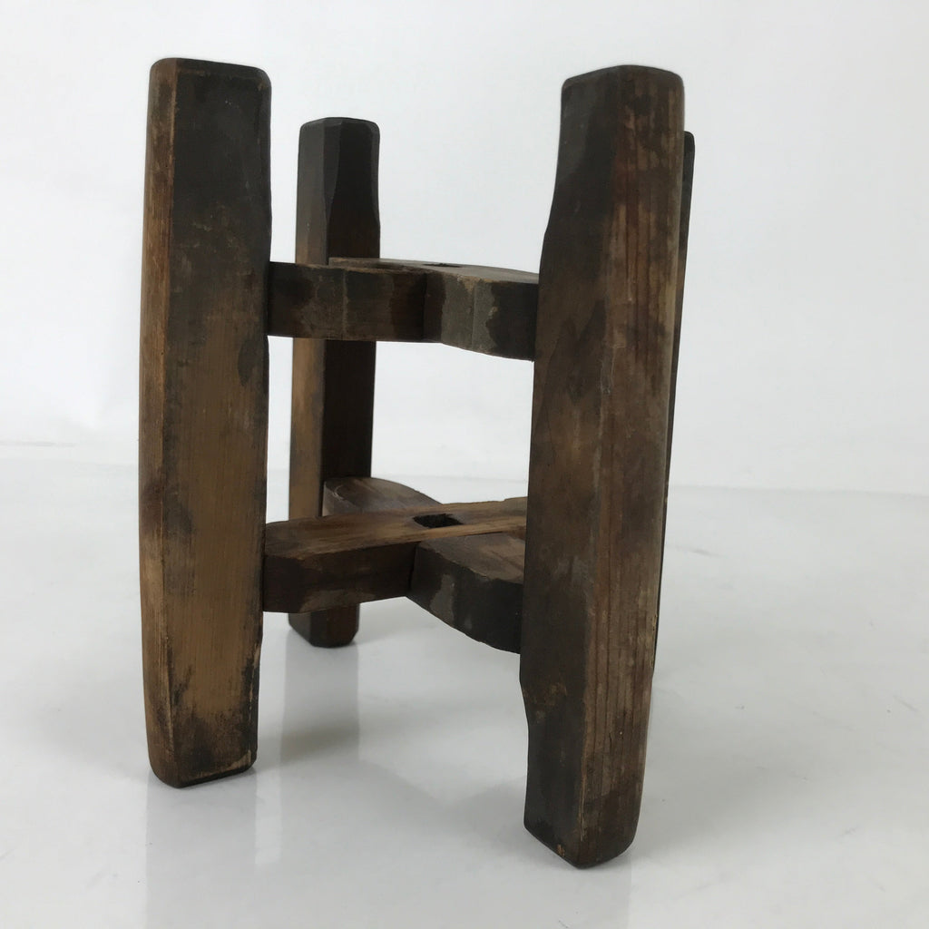 Japanese Wooden Silk Thread Spool Itomaki Vtg Bobbin Frame Spinning Wheel JK817