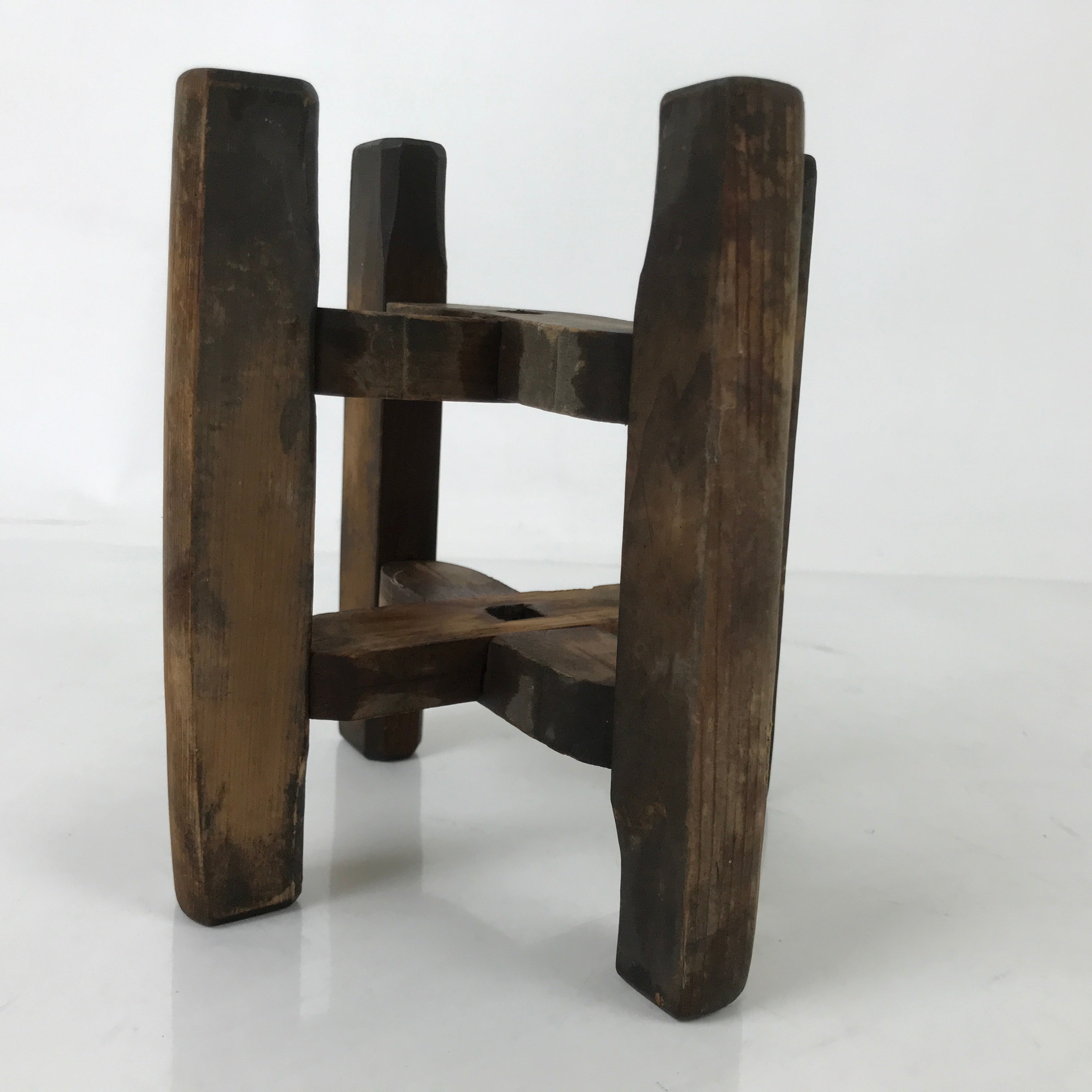 Japanese Wooden Silk Thread Spool Itomaki Vtg Bobbin Frame Spinning Wheel JK817