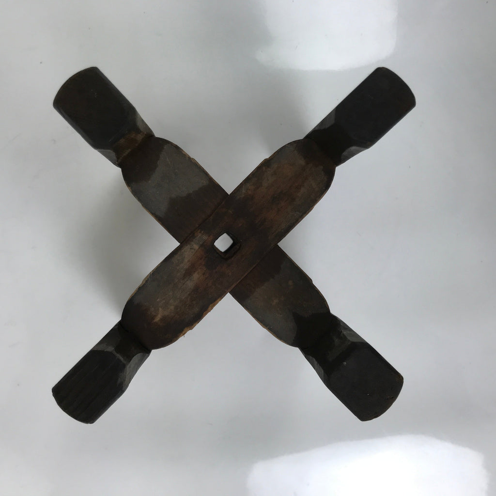 Japanese Wooden Silk Thread Spool Itomaki Vtg Bobbin Frame Spinning Wheel JK817
