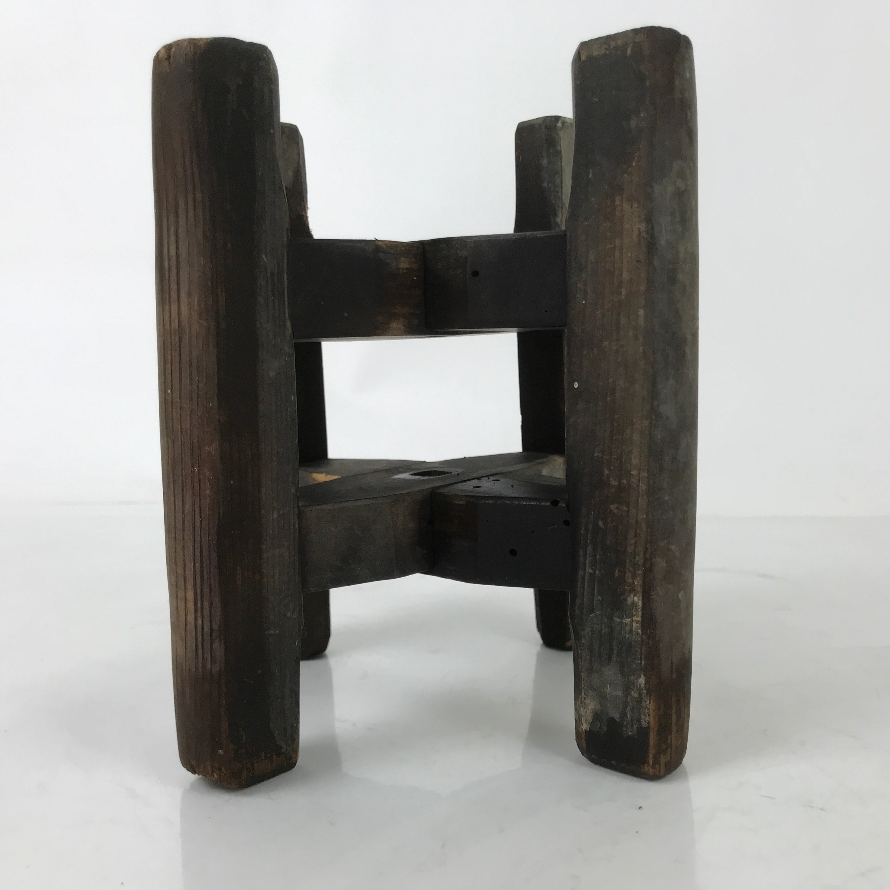 Japanese Wooden Silk Thread Spool Itomaki Vtg Bobbin Frame Spinning Wheel JK818