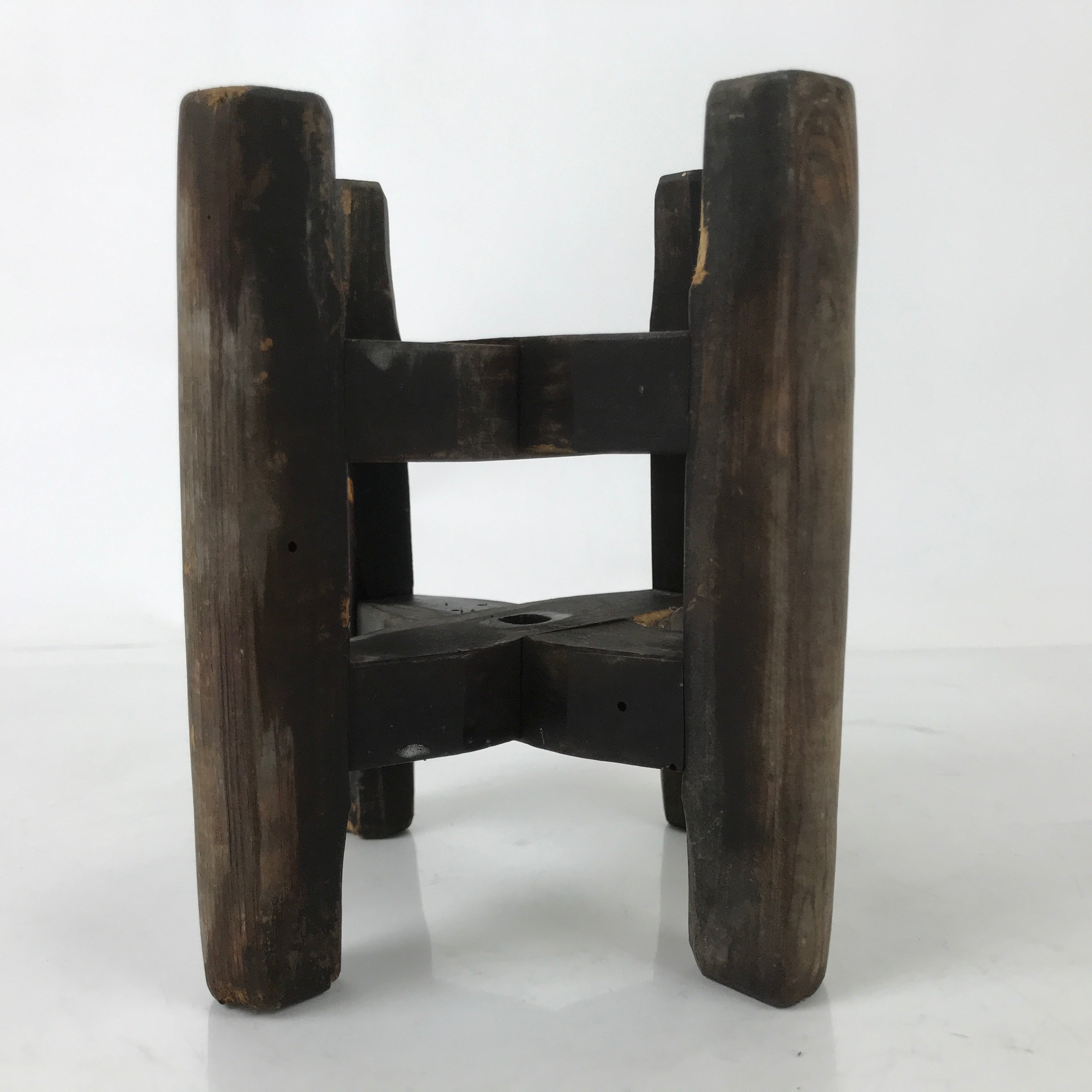 Japanese Wooden Silk Thread Spool Itomaki Vtg Bobbin Frame Spinning Wheel JK818