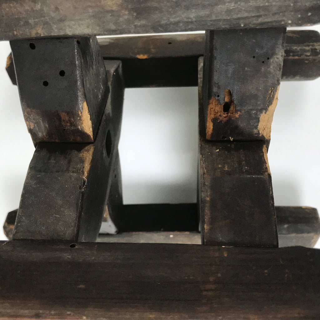 Japanese Wooden Silk Thread Spool Itomaki Vtg Bobbin Frame Spinning Wheel JK818