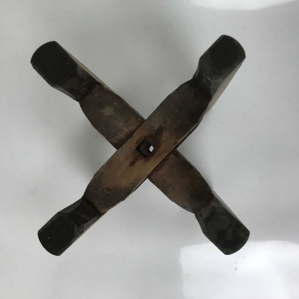 Japanese Wooden Silk Thread Spool Itomaki Vtg Bobbin Frame Spinning Wheel JK820