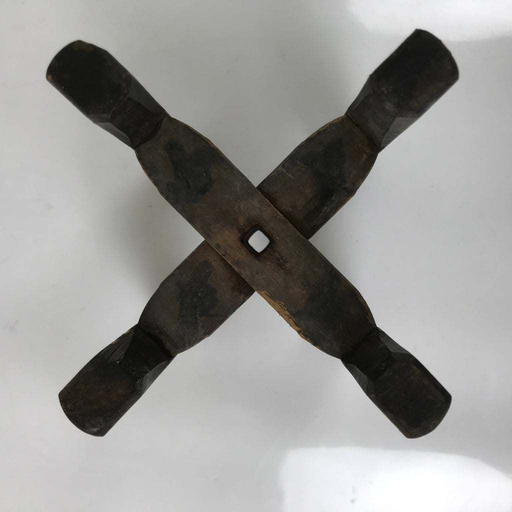 Japanese Wooden Silk Thread Spool Itomaki Vtg Bobbin Frame Spinning Wheel JK820