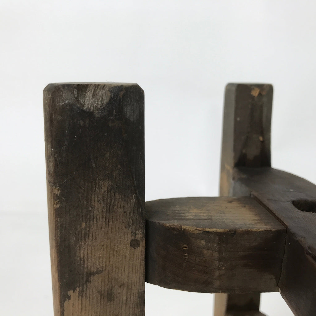 Japanese Wooden Silk Thread Spool Itomaki Vtg Bobbin Frame Spinning Wheel JK821