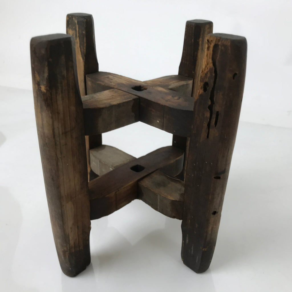Japanese Wooden Silk Thread Spool Itomaki Vtg Bobbin Frame Spinning Wheel JK822
