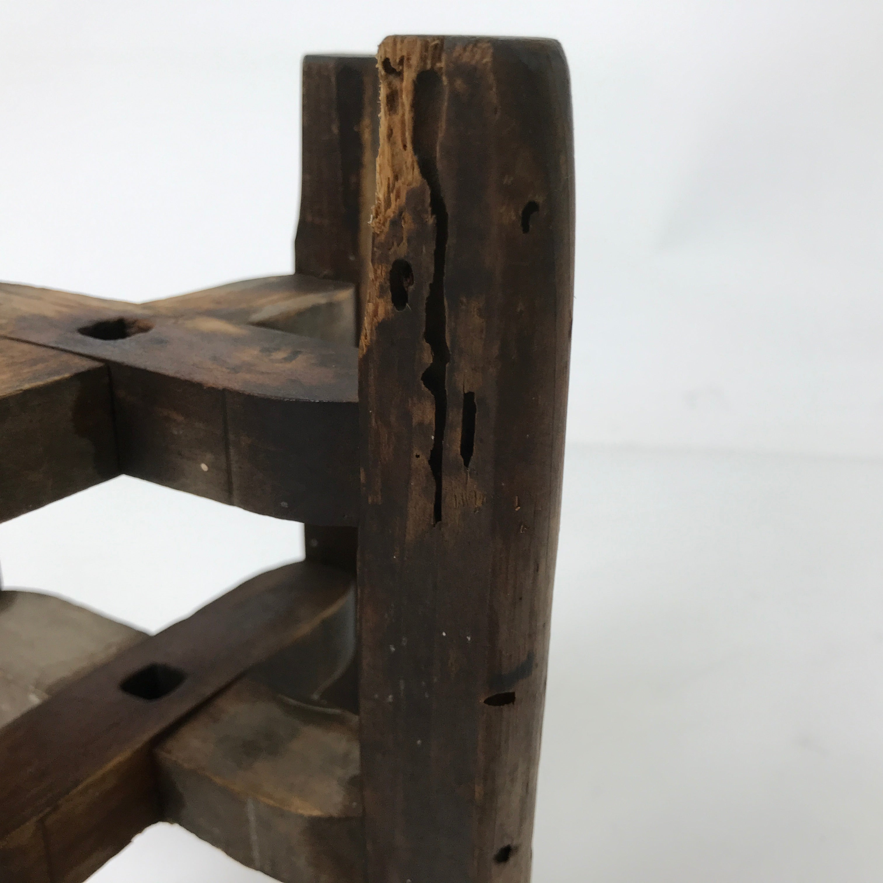 Japanese Wooden Silk Thread Spool Itomaki Vtg Bobbin Frame Spinning Wheel JK822