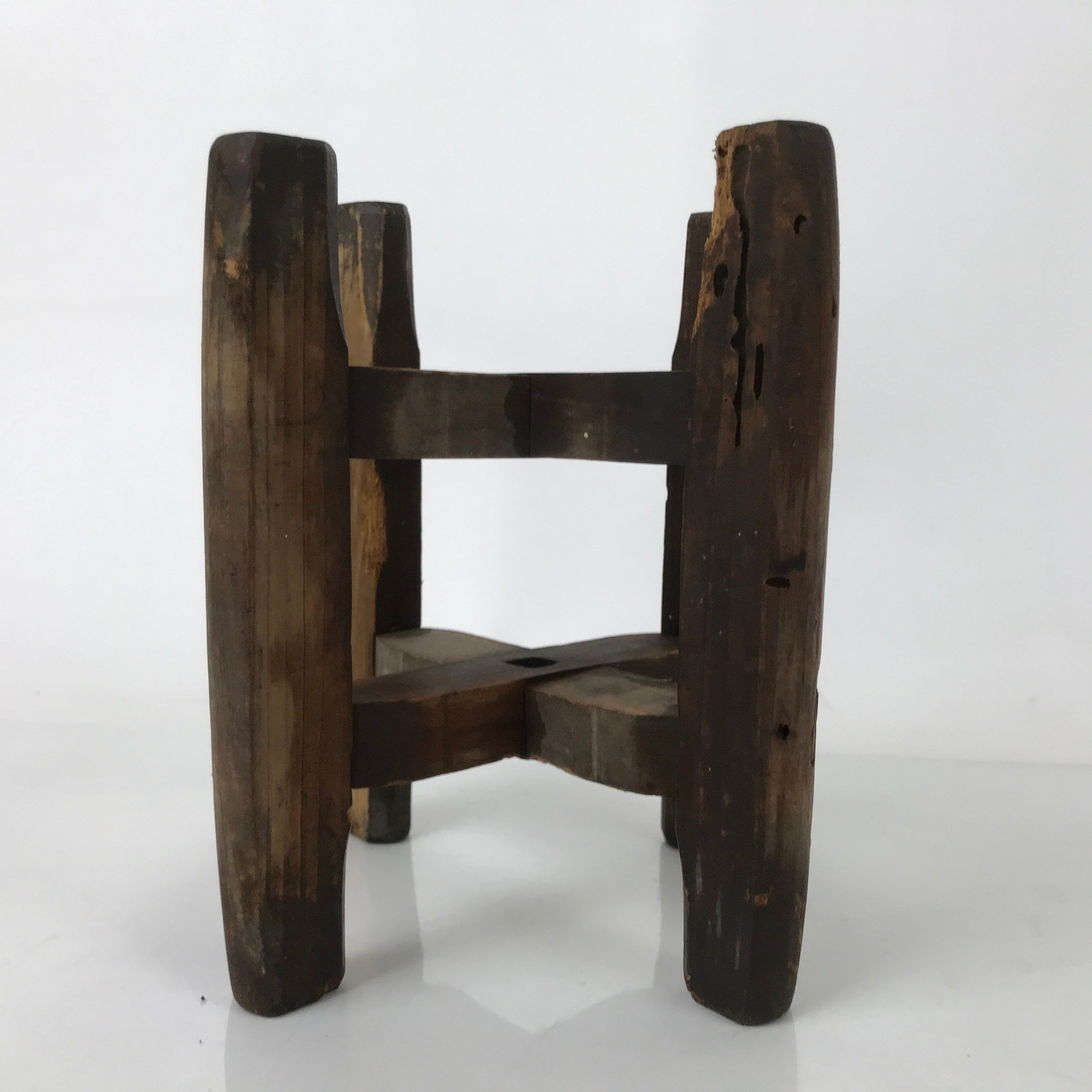 Japanese Wooden Silk Thread Spool Itomaki Vtg Bobbin Frame Spinning Wheel JK822