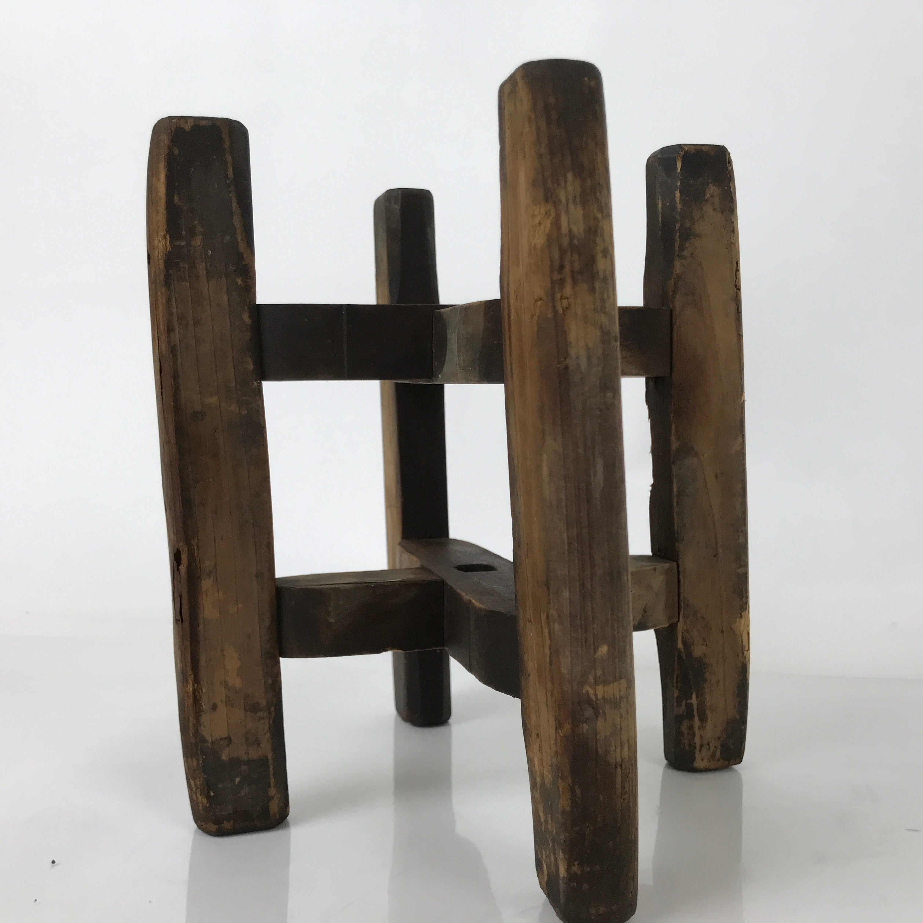 Japanese Wooden Silk Thread Spool Itomaki Vtg Bobbin Frame Spinning Wheel JK822