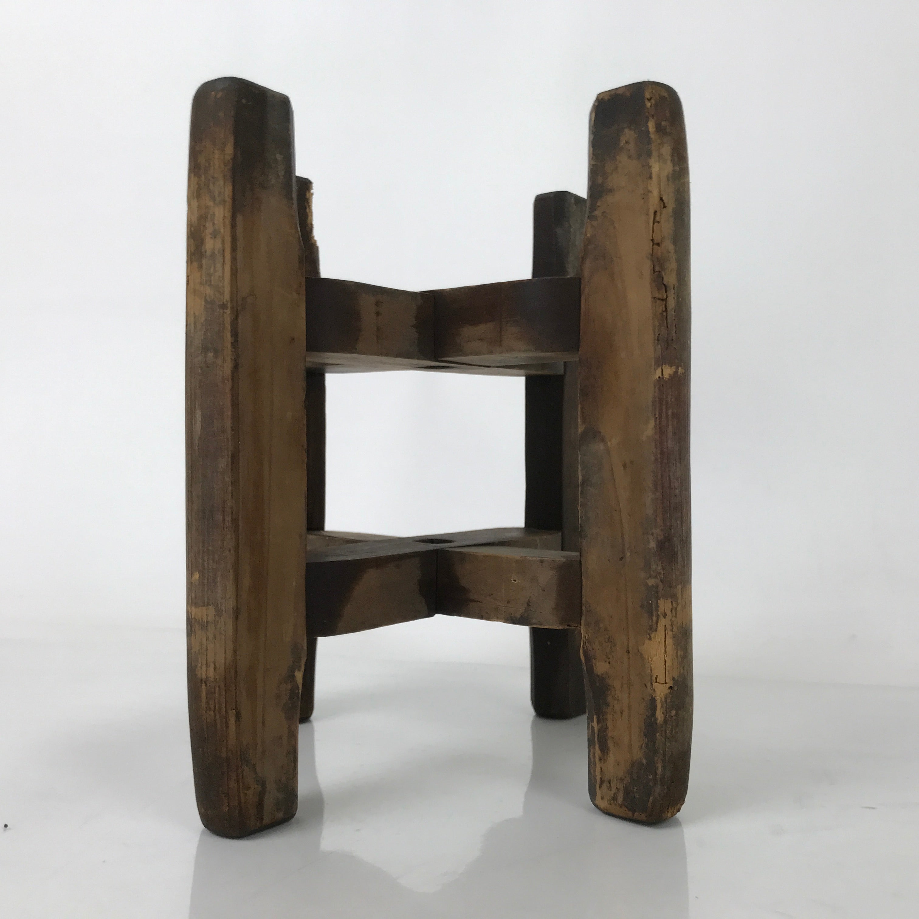 Japanese Wooden Silk Thread Spool Itomaki Vtg Bobbin Frame Spinning Wheel JK822