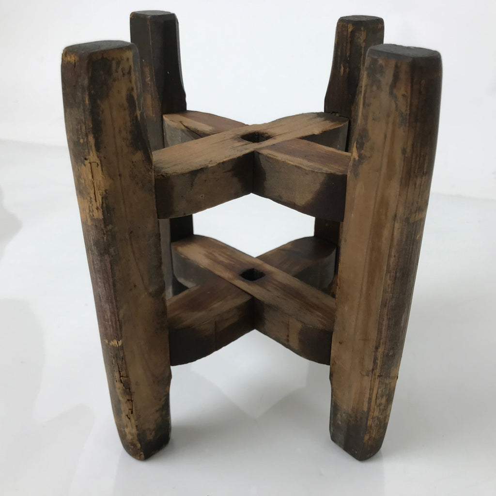 Japanese Wooden Silk Thread Spool Itomaki Vtg Bobbin Frame Spinning Wheel JK822