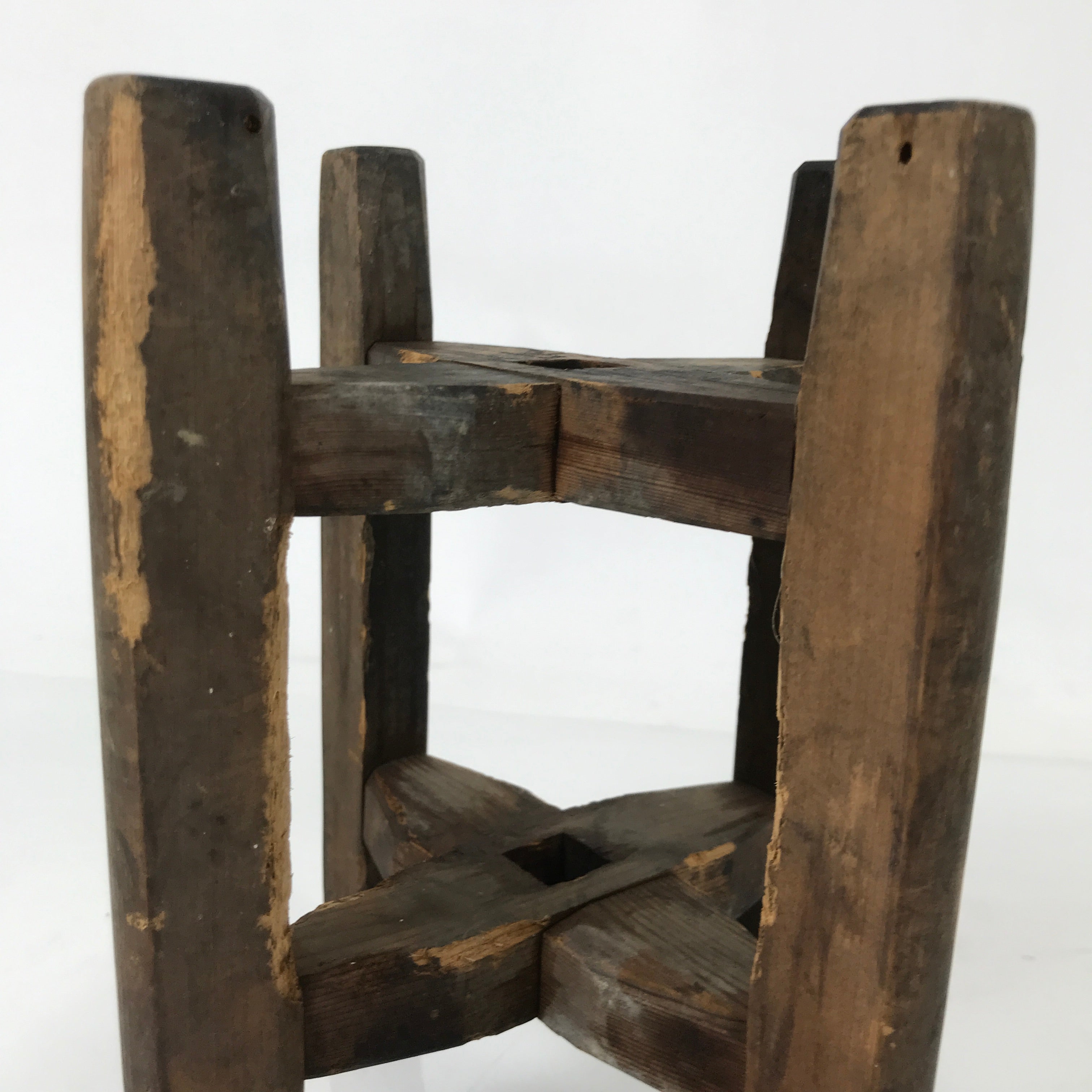 Japanese Wooden Silk Thread Spool Itomaki Vtg Bobbin Frame Spinning Wheel JK823
