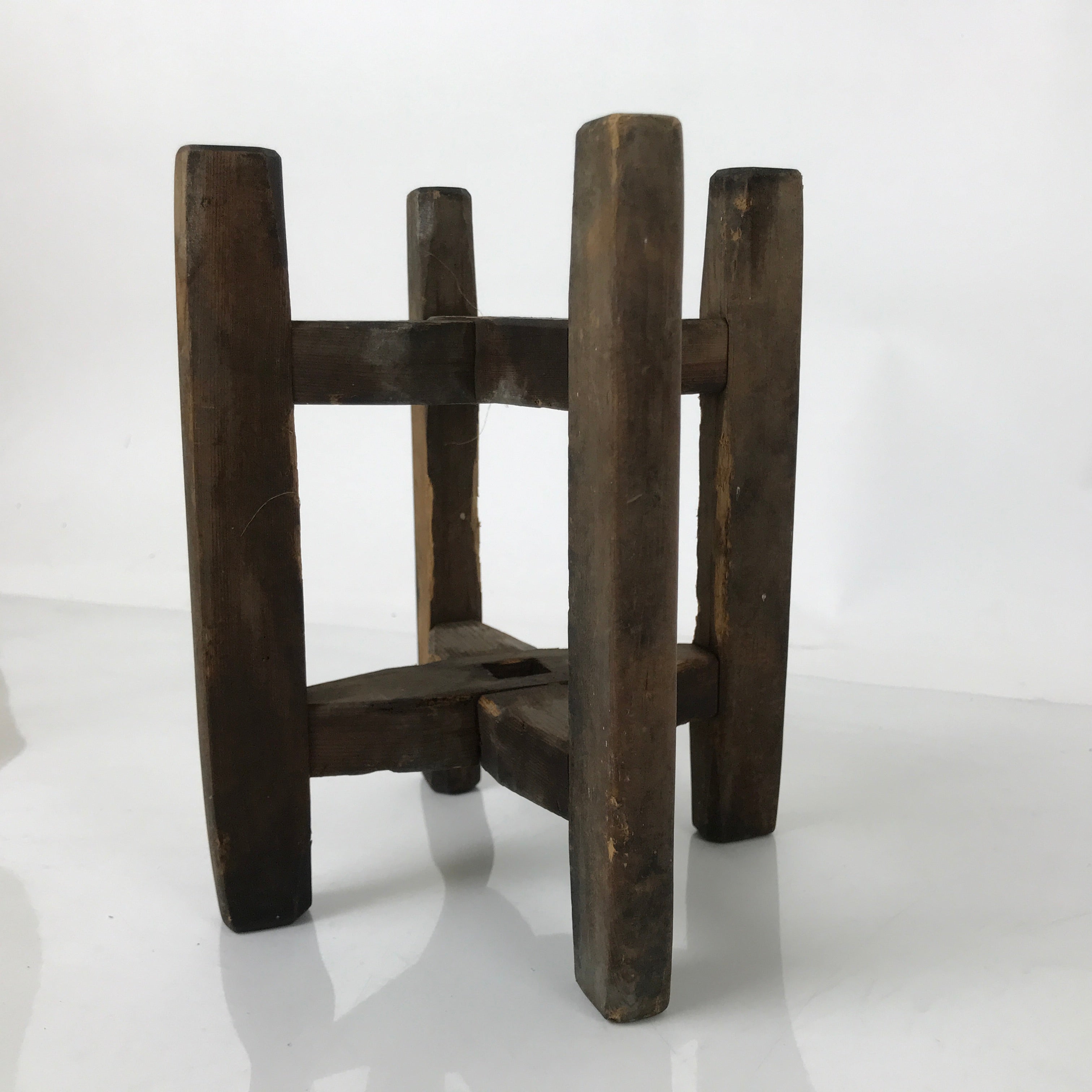 Japanese Wooden Silk Thread Spool Itomaki Vtg Bobbin Frame Spinning Wheel JK823