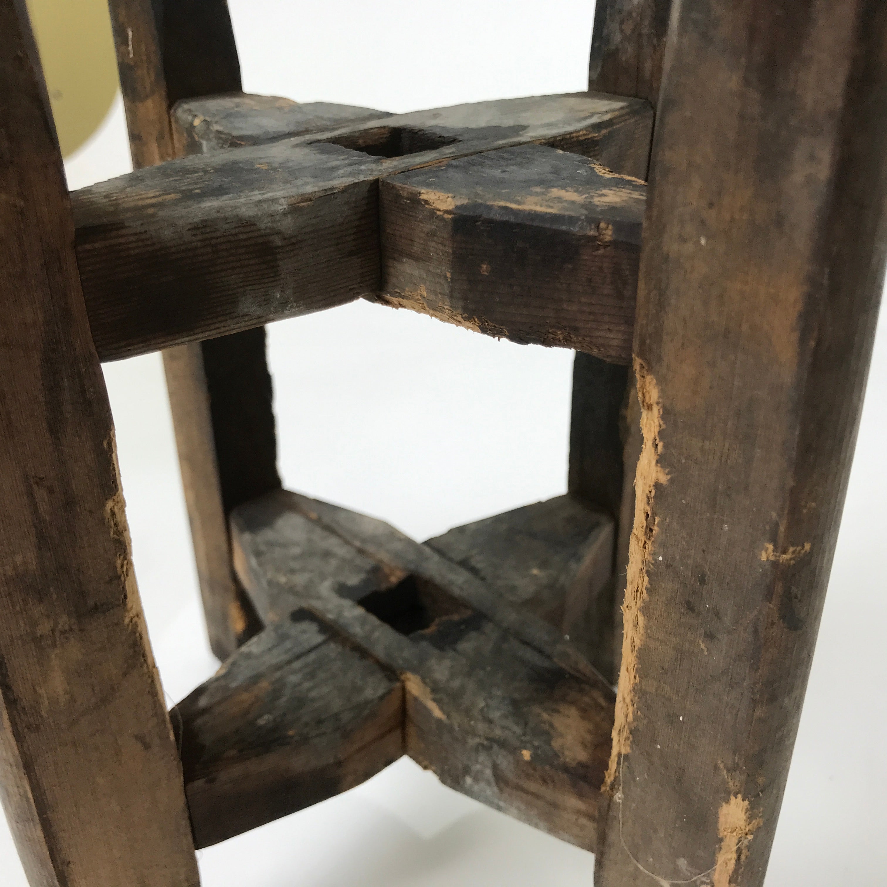 Japanese Wooden Silk Thread Spool Itomaki Vtg Bobbin Frame Spinning Wheel JK823