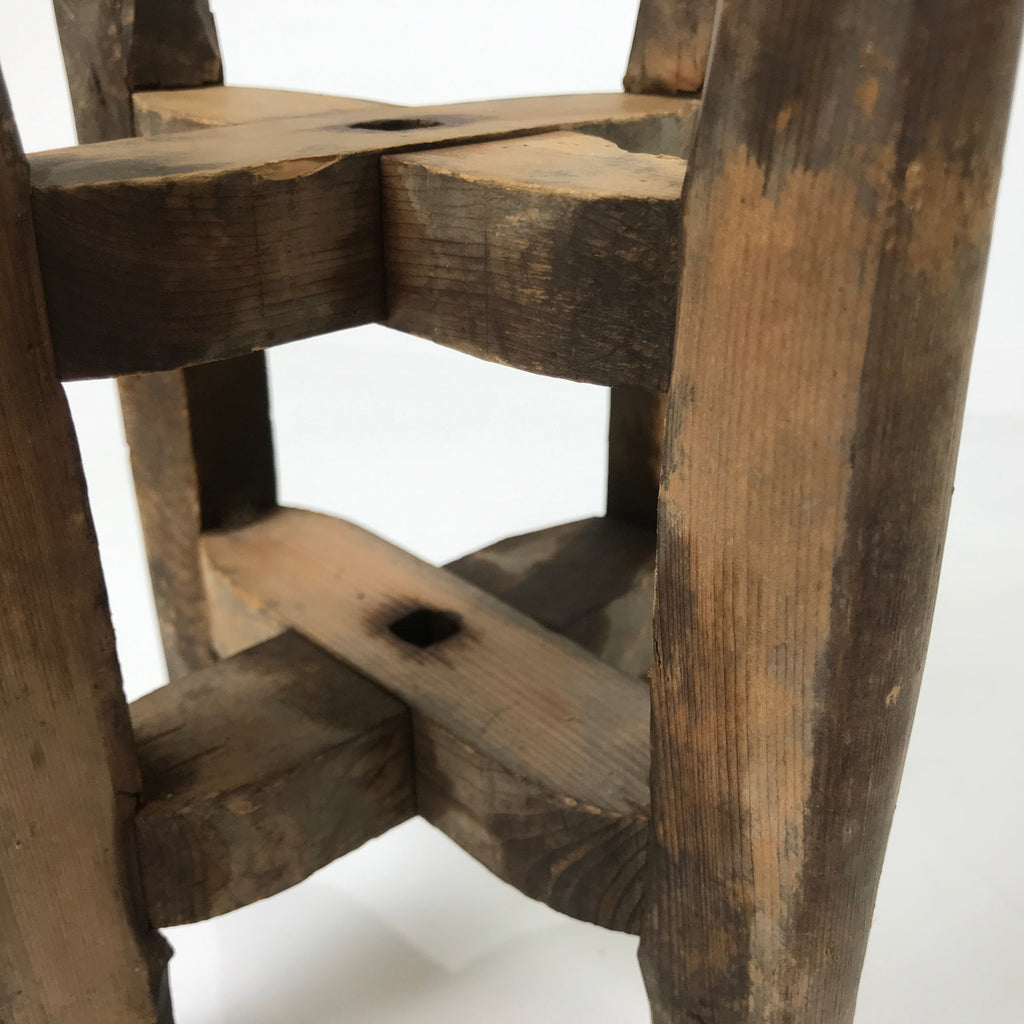 Japanese Wooden Silk Thread Spool Itomaki Vtg Bobbin Frame Spinning Wheel JK824