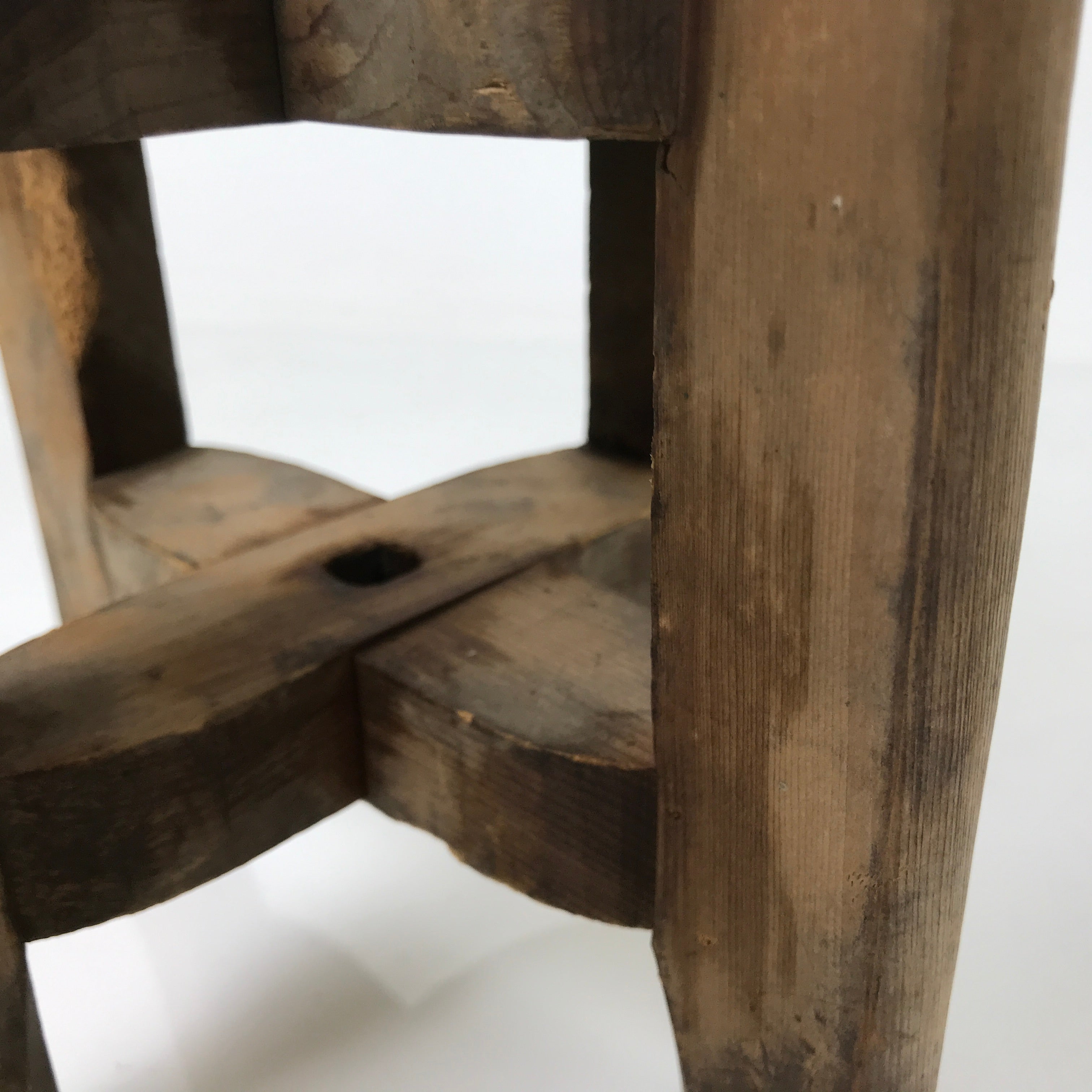 Japanese Wooden Silk Thread Spool Itomaki Vtg Bobbin Frame Spinning Wheel JK824