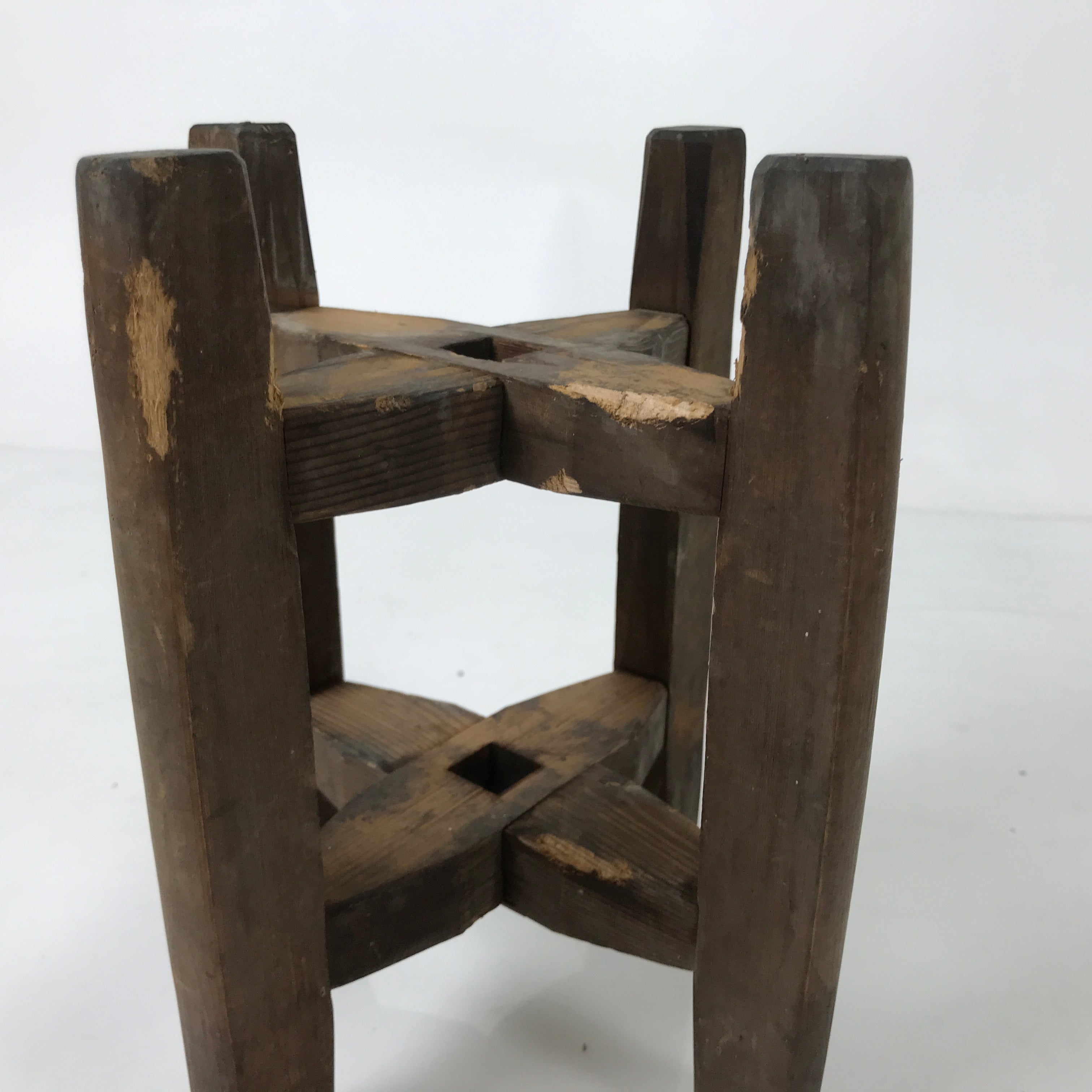 Japanese Wooden Silk Thread Spool Itomaki Vtg Bobbin Frame Spinning Wheel JK825