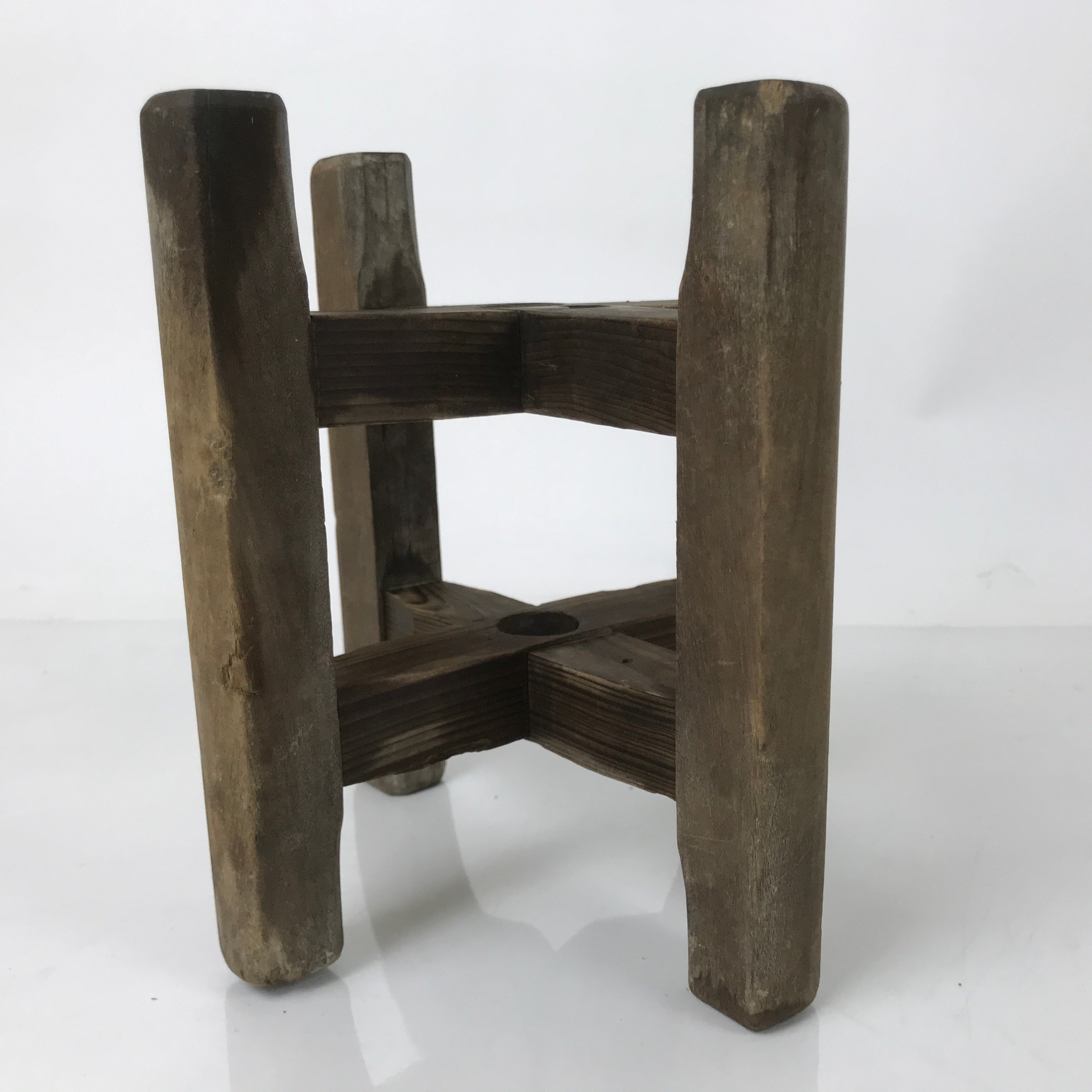 Japanese Wooden Silk Thread Spool Itomaki Vtg Bobbin Frame Spinning Wheel JK826