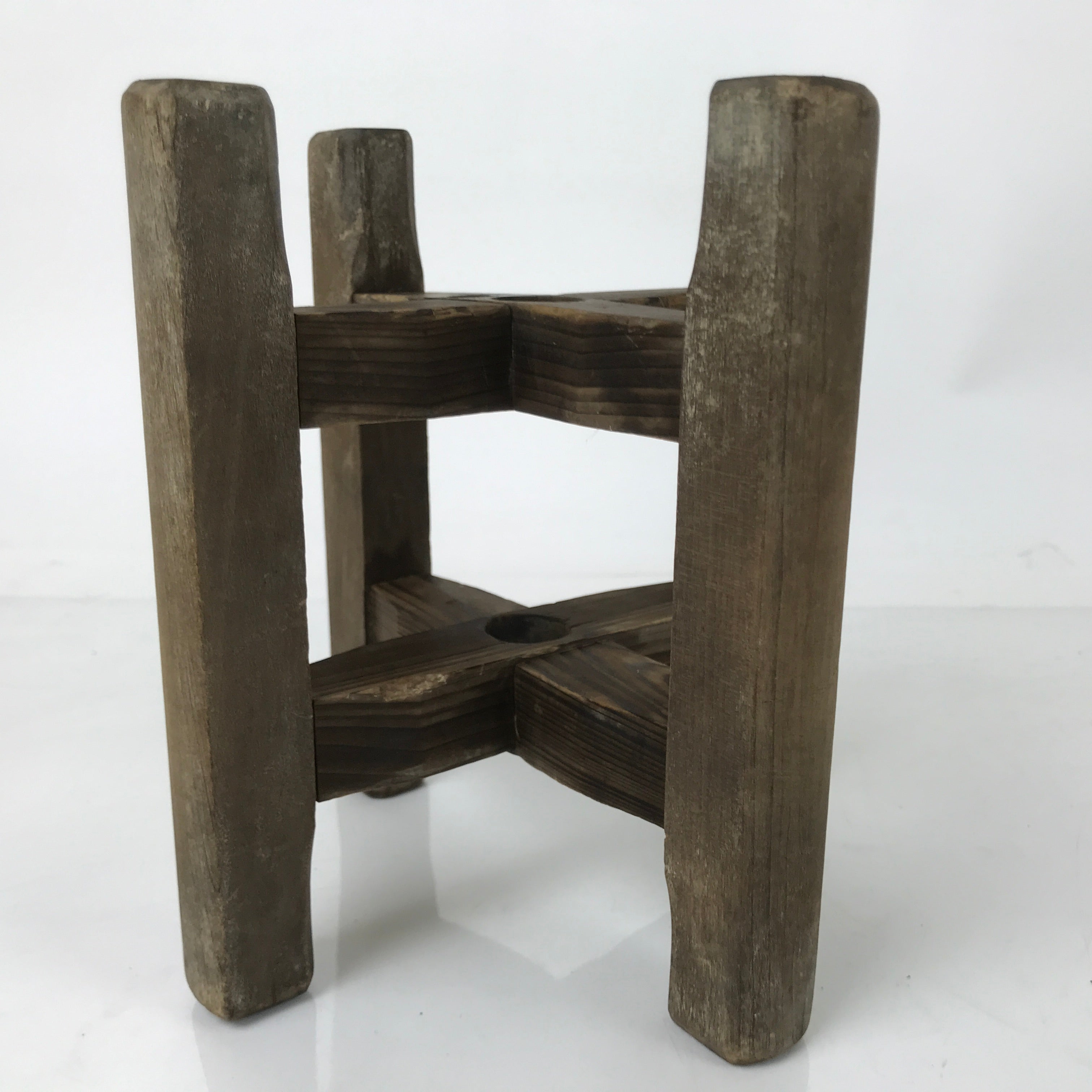 Japanese Wooden Silk Thread Spool Itomaki Vtg Bobbin Frame Spinning Wheel JK826