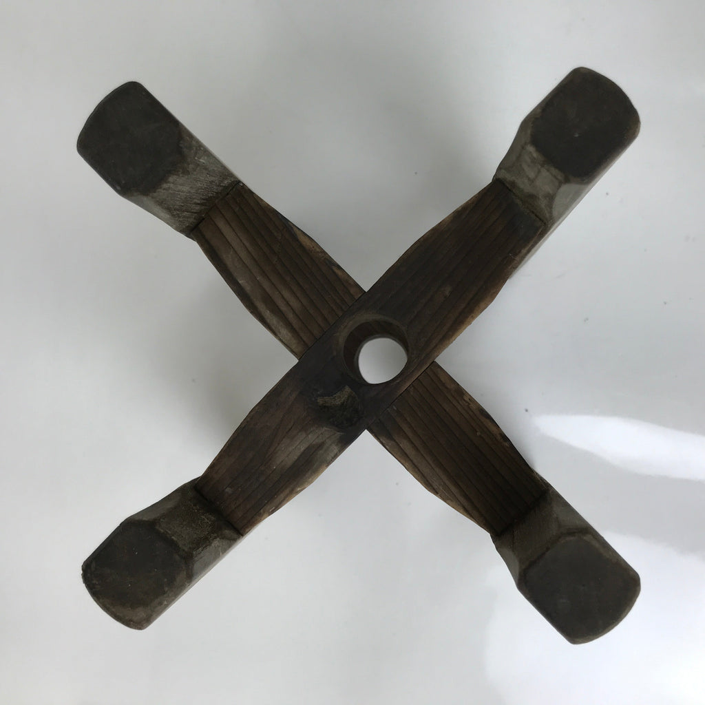 Japanese Wooden Silk Thread Spool Itomaki Vtg Bobbin Frame Spinning Wheel JK826