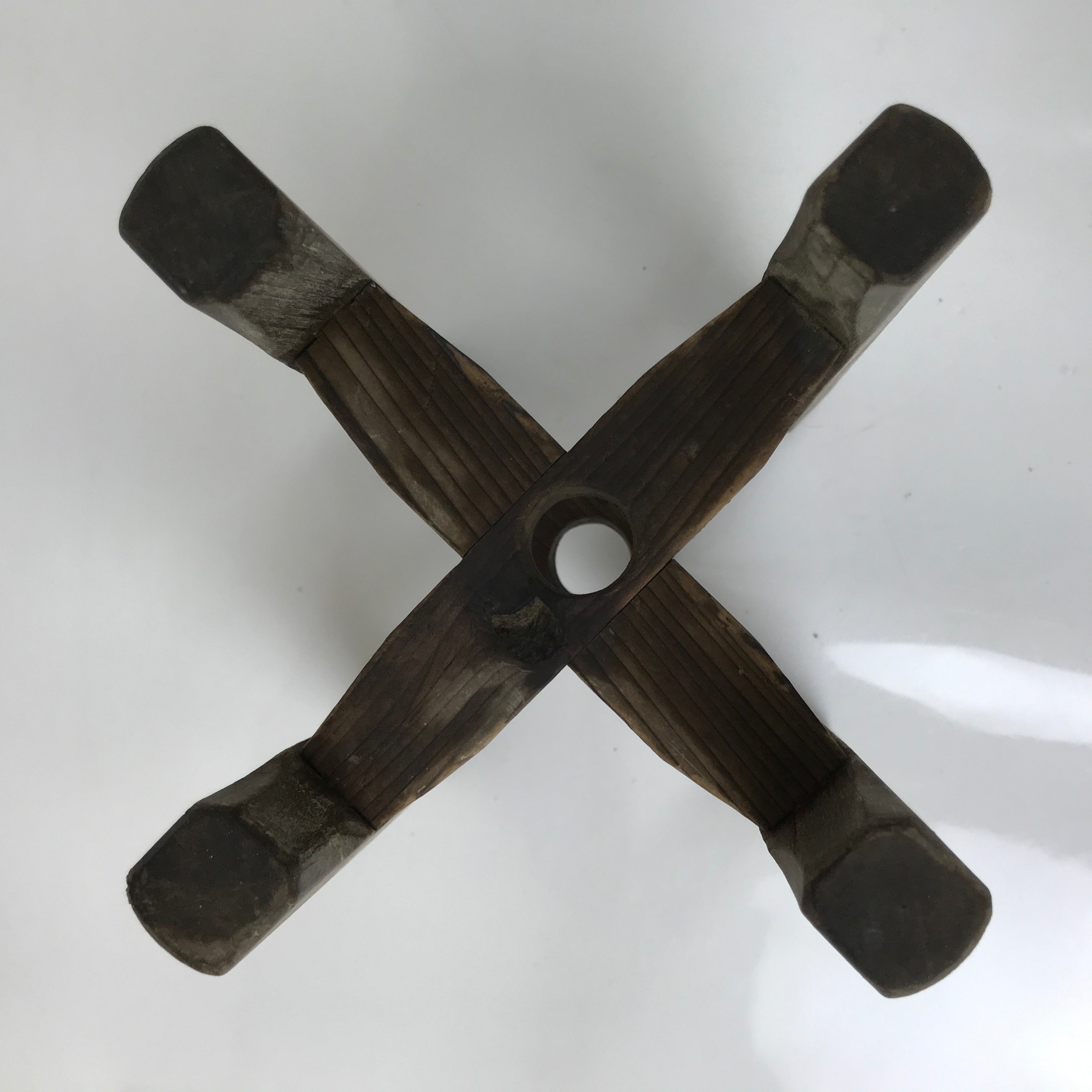 Japanese Wooden Silk Thread Spool Itomaki Vtg Bobbin Frame Spinning Wheel JK826