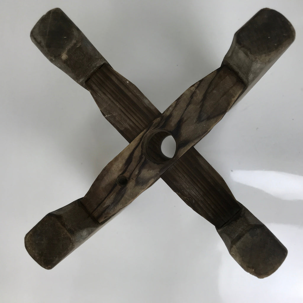 Japanese Wooden Silk Thread Spool Itomaki Vtg Bobbin Frame Spinning Wheel JK826