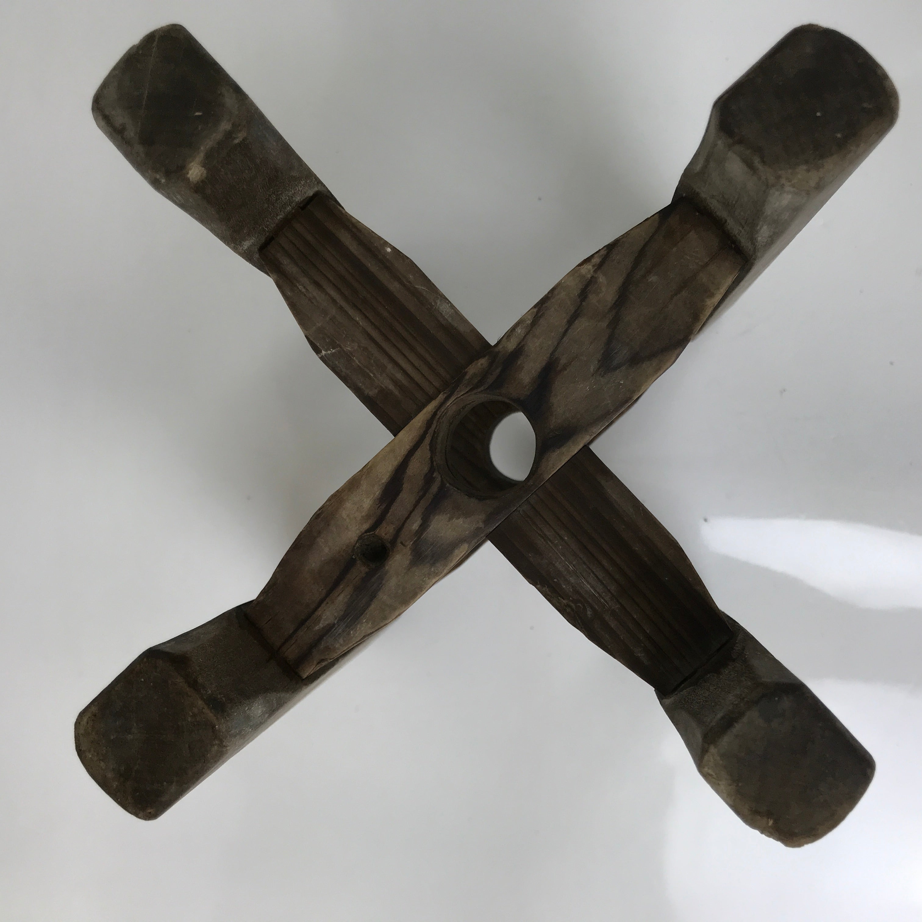 Japanese Wooden Silk Thread Spool Itomaki Vtg Bobbin Frame Spinning Wheel JK826