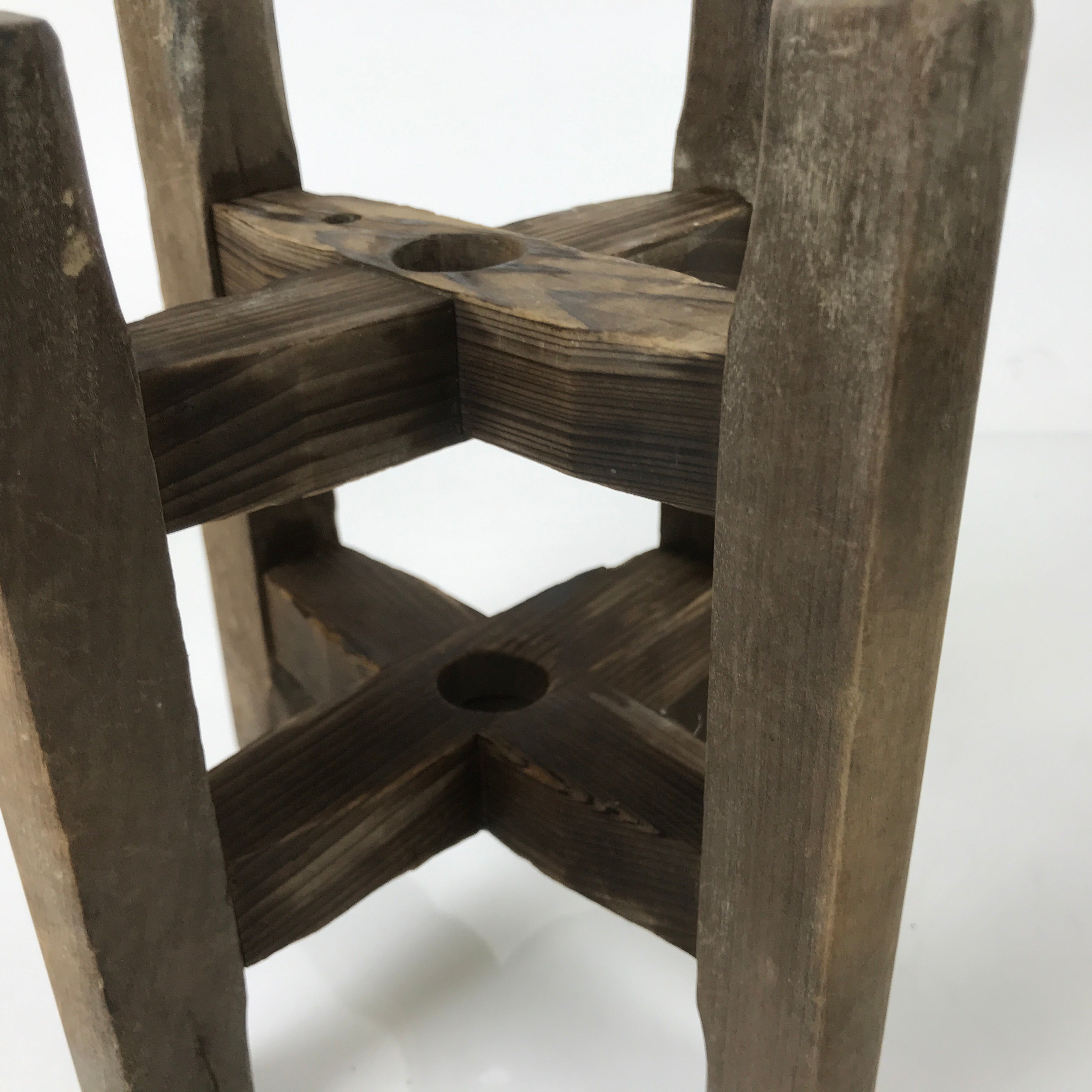 Japanese Wooden Silk Thread Spool Itomaki Vtg Bobbin Frame Spinning Wheel JK826