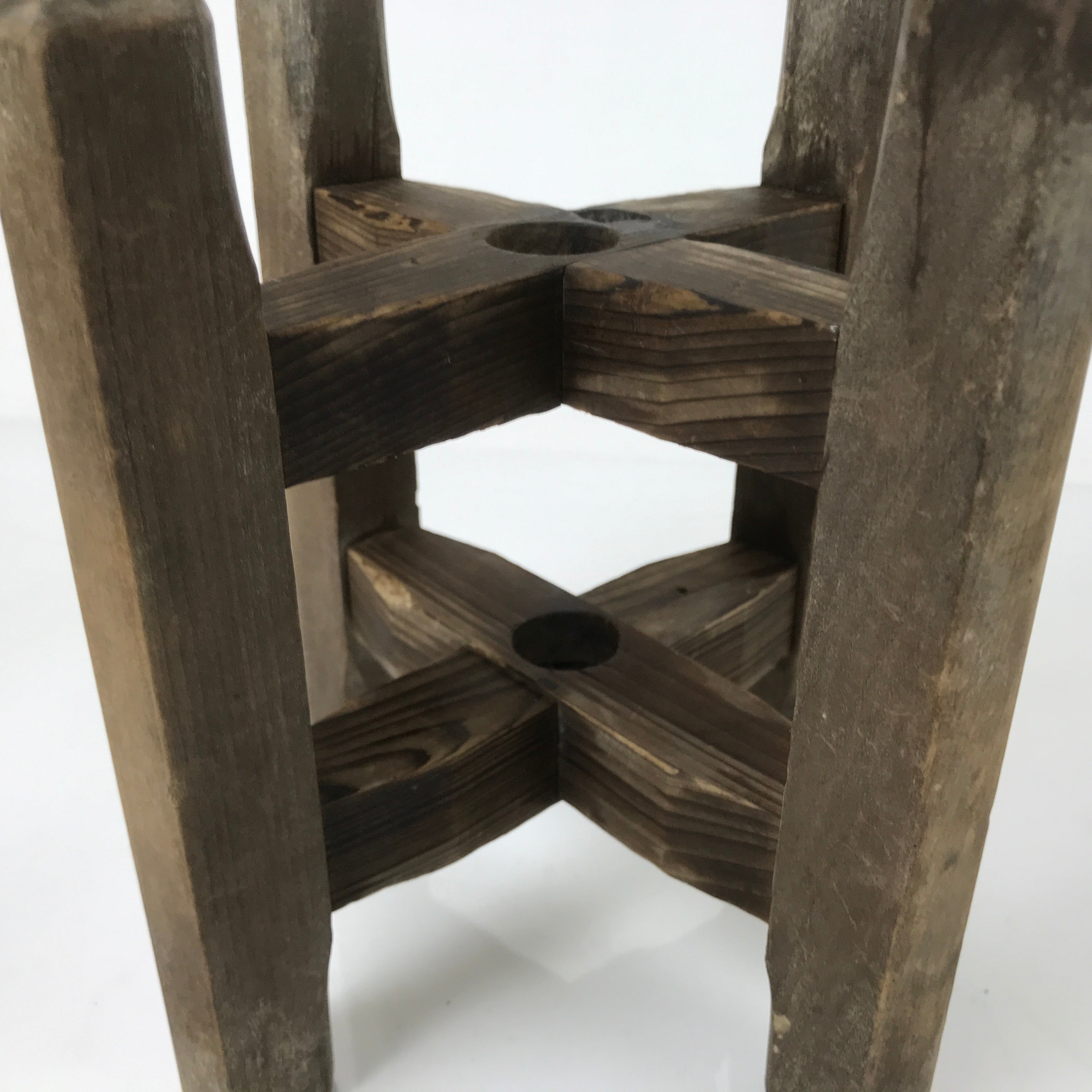 Japanese Wooden Silk Thread Spool Itomaki Vtg Bobbin Frame Spinning Wheel JK826