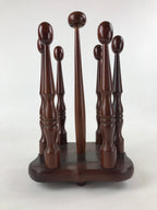 Japanese Wooden Slippers Hanger Rack Vtg 3 Pairs Handle Simple Brown JK604
