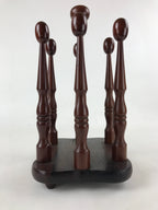 Japanese Wooden Slippers Hanger Rack Vtg 3 Pairs Handle Simple Brown JK604