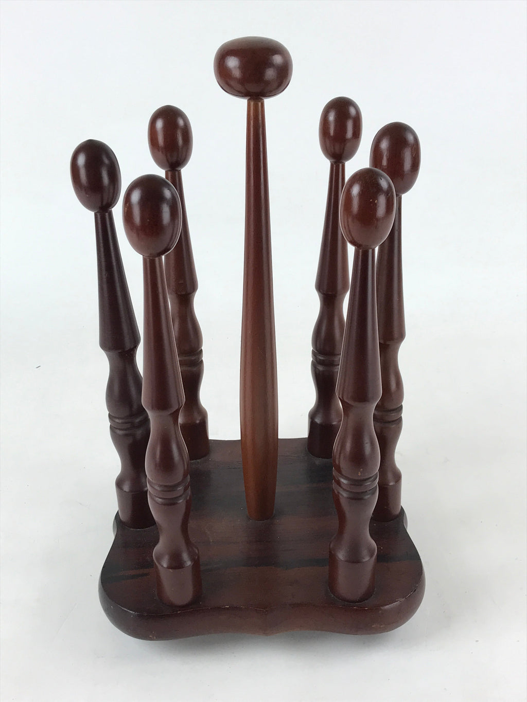 Japanese Wooden Slippers Hanger Rack Vtg 3 Pairs Handle Simple Brown JK604