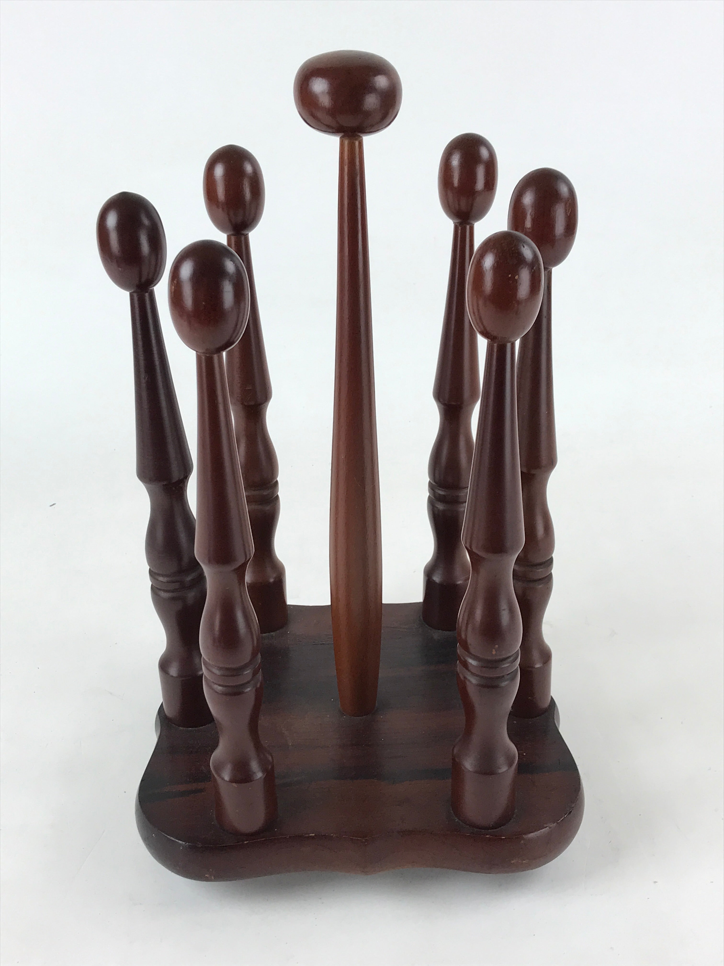 Japanese Wooden Slippers Hanger Rack Vtg 3 Pairs Handle Simple Brown JK604