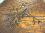 Japanese Wooden Snack Bowl Vtg Kashiki Dark Brown Round Azalea Flower UR894