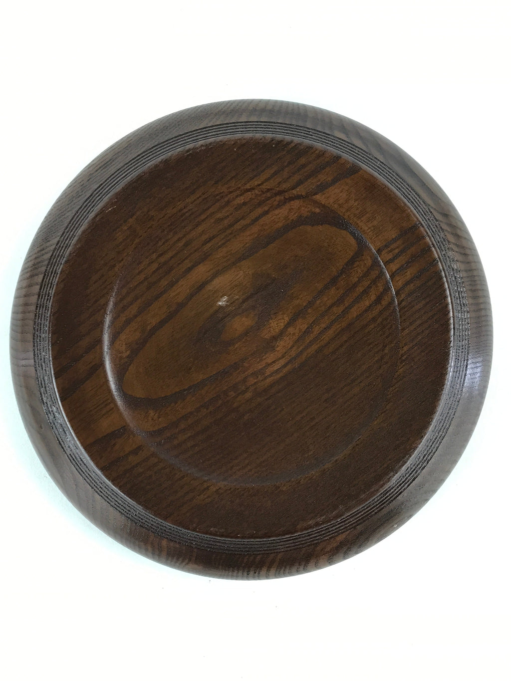 Japanese Wooden Snack Bowl Vtg Kashiki Dark Brown Round Azalea Flower UR894