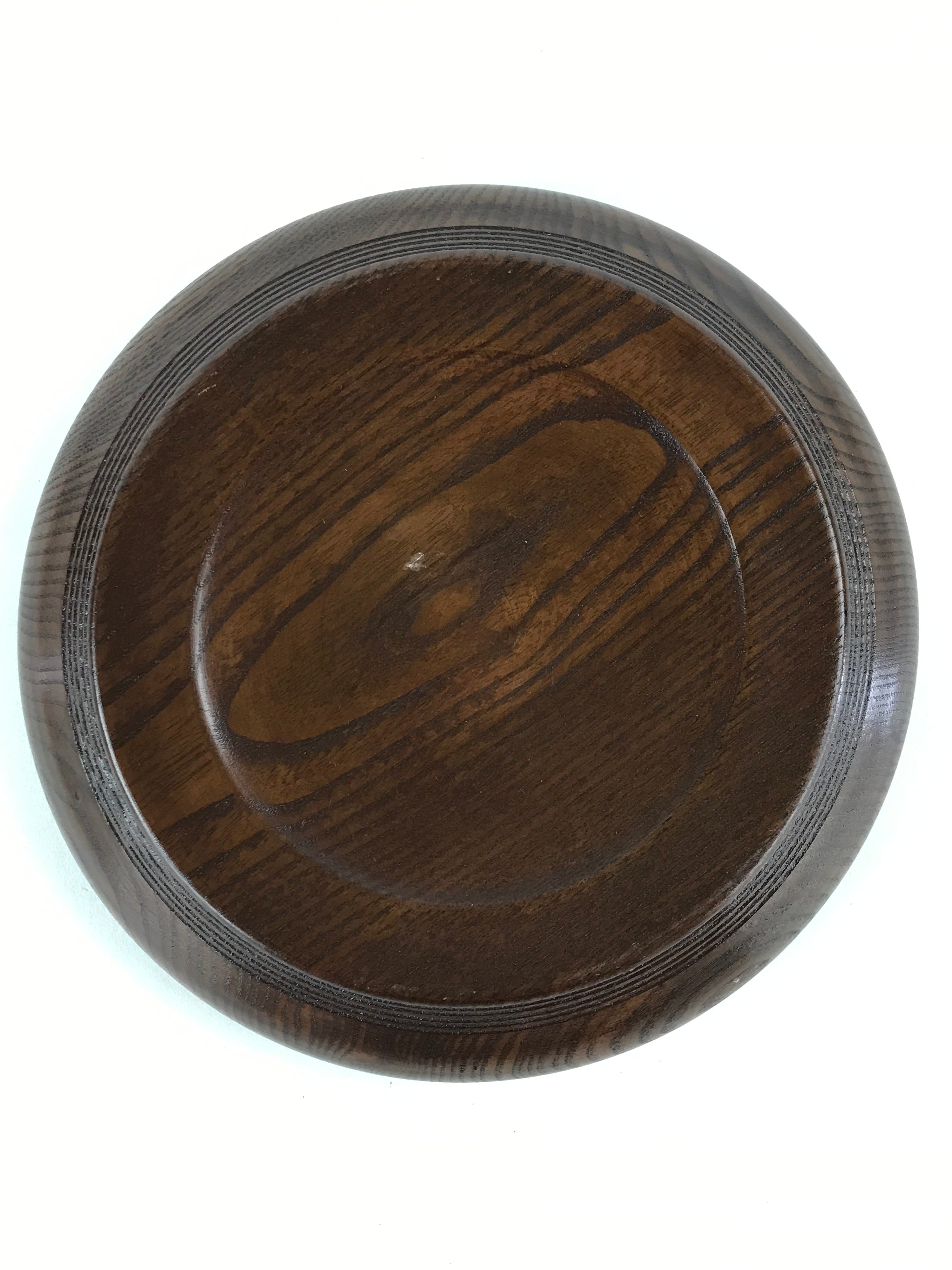 Japanese Wooden Snack Bowl Vtg Kashiki Dark Brown Round Azalea Flower UR894