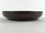 Japanese Wooden Snack Bowl Vtg Kashiki Dark Brown Round Azalea Flower UR894