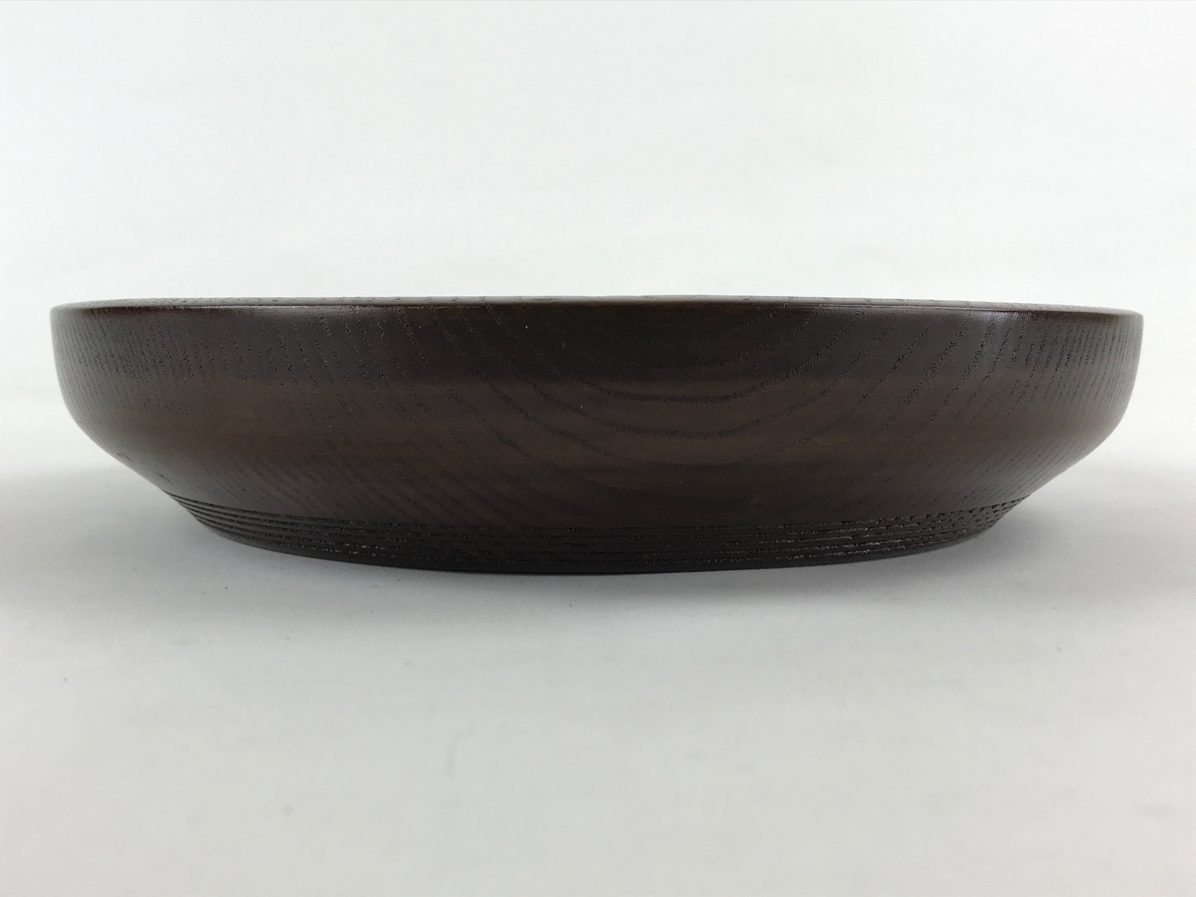 Japanese Wooden Snack Bowl Vtg Kashiki Dark Brown Round Azalea Flower UR894