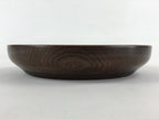 Japanese Wooden Snack Bowl Vtg Kashiki Dark Brown Round Azalea Flower UR894