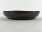 Japanese Wooden Snack Bowl Vtg Kashiki Dark Brown Round Azalea Flower UR894