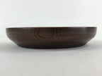 Japanese Wooden Snack Bowl Vtg Kashiki Dark Brown Round Azalea Flower UR894