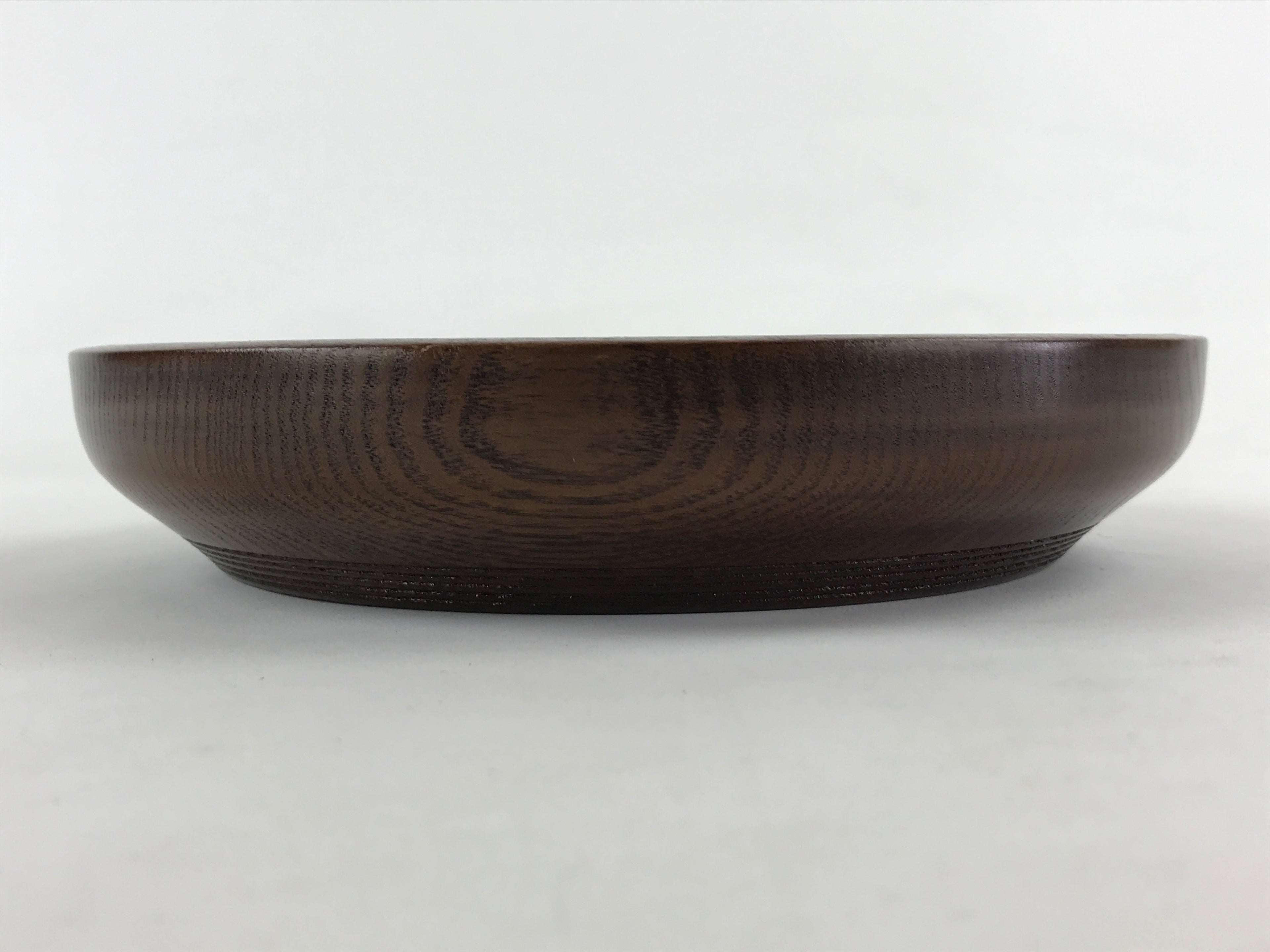 Japanese Wooden Snack Bowl Vtg Kashiki Dark Brown Round Azalea Flower UR894