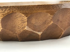 Japanese Wooden Snack Bowl Vtg Serving Kashiki Brown Oval Carved Design UR896