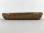 Japanese Wooden Snack Bowl Vtg Serving Kashiki Brown Oval Carved Design UR896