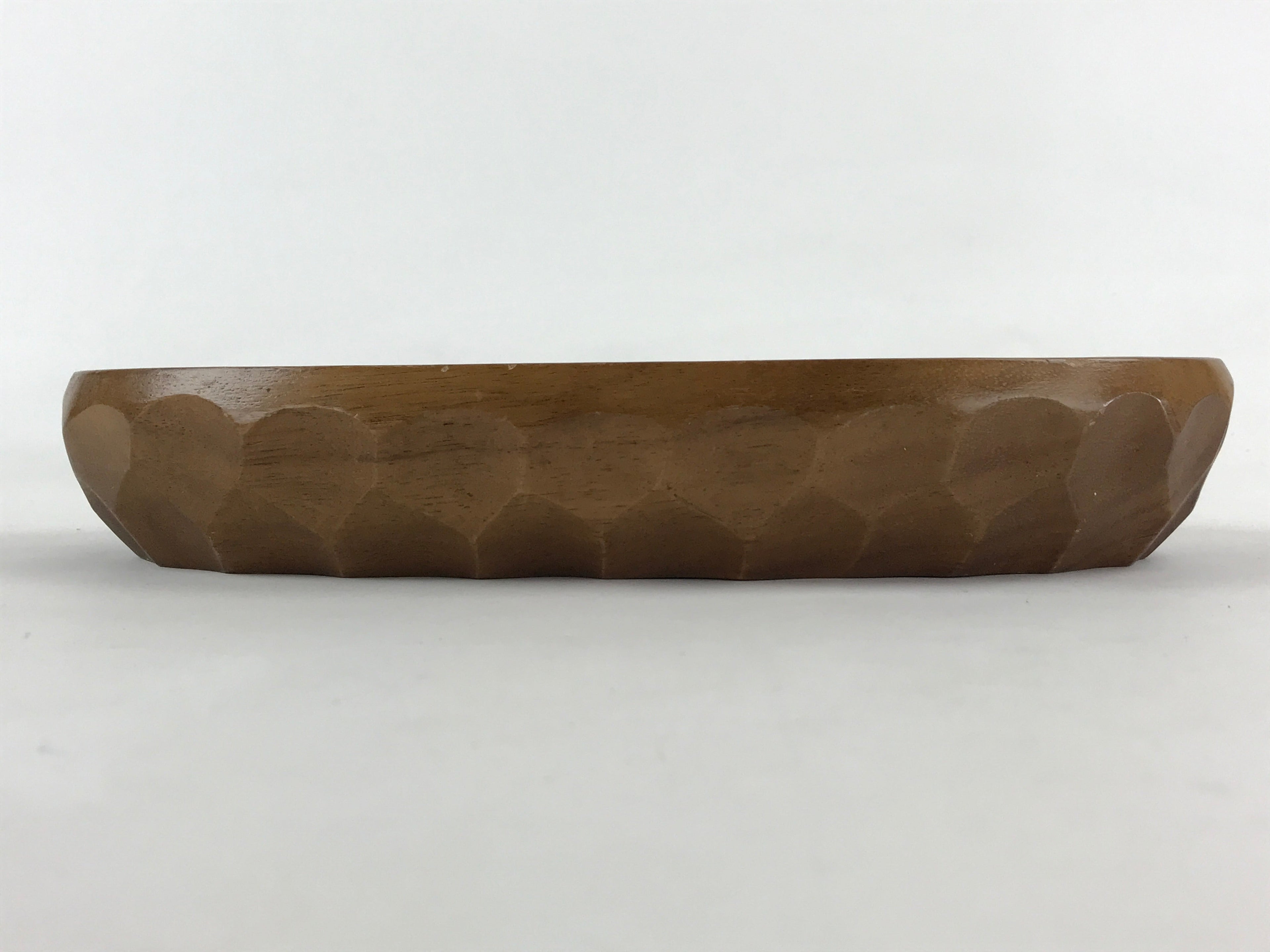 Japanese Wooden Snack Bowl Vtg Serving Kashiki Brown Oval Carved Design UR896