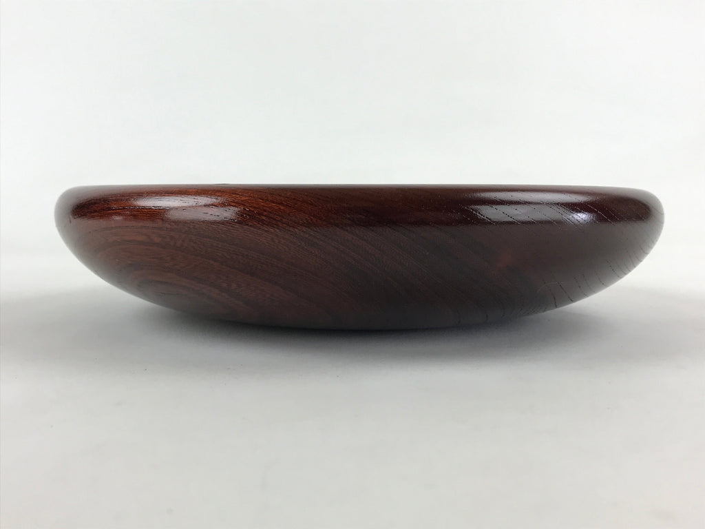 Japanese Wooden Snack Bowl Vtg Serving Kashiki Simple Dark Brown Round UR895