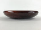 Japanese Wooden Snack Bowl Vtg Serving Kashiki Simple Dark Brown Round UR895