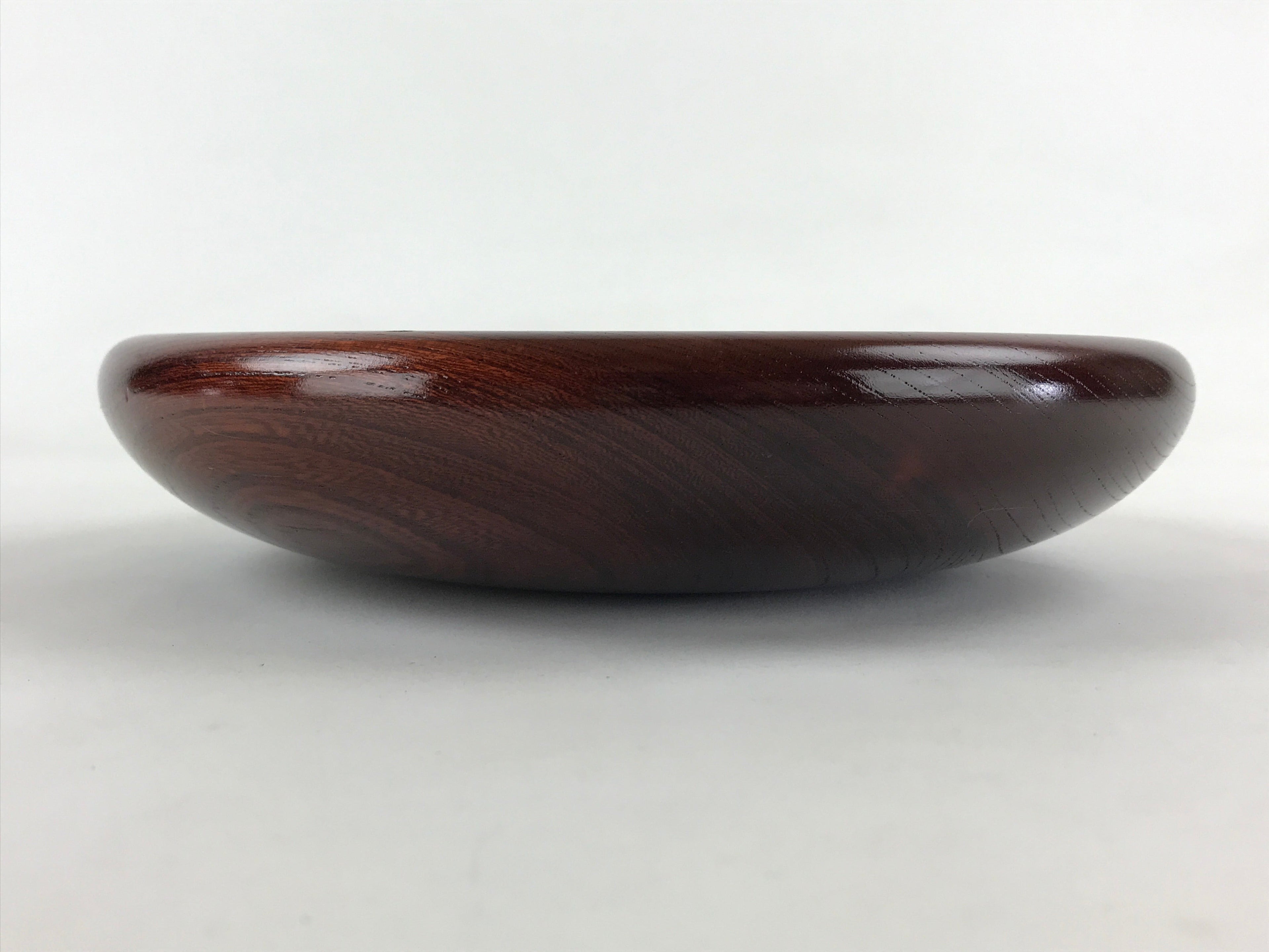 Japanese Wooden Snack Bowl Vtg Serving Kashiki Simple Dark Brown Round UR895