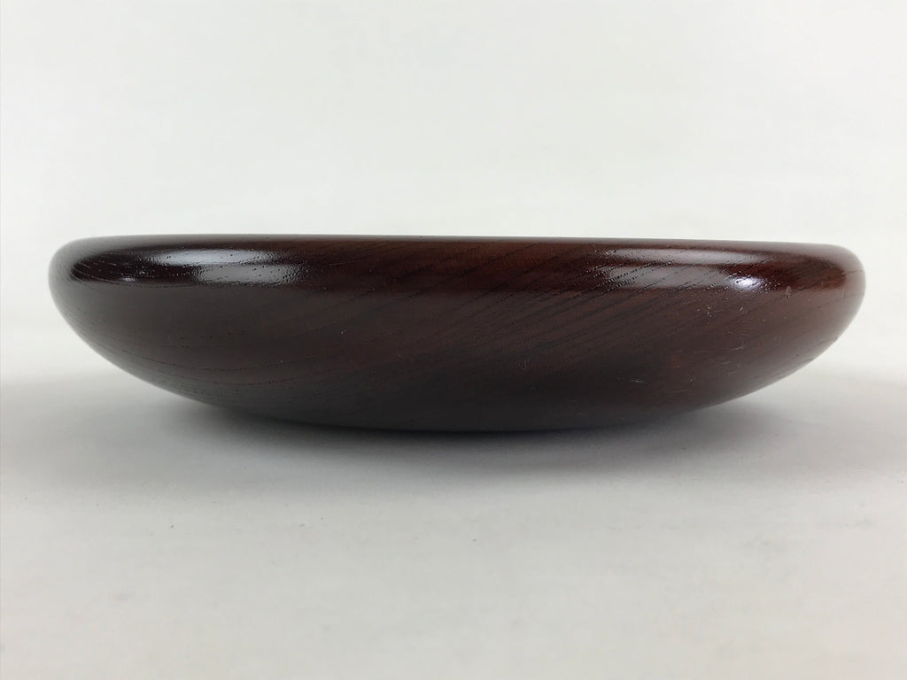 Japanese Wooden Snack Bowl Vtg Serving Kashiki Simple Dark Brown Round UR895