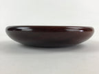 Japanese Wooden Snack Bowl Vtg Serving Kashiki Simple Dark Brown Round UR895